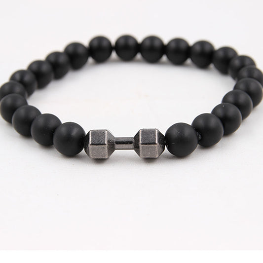 Pulsera de mancuernas con ágata con esmeril volcánica