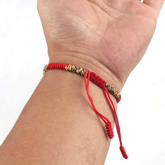 Pulsera Roja de Pareja con Nudo de Diamante — Tejida a Mano