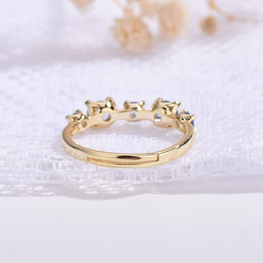 Gradient Blue And White Topaz Multi-gemstone Zircon Ring For Women