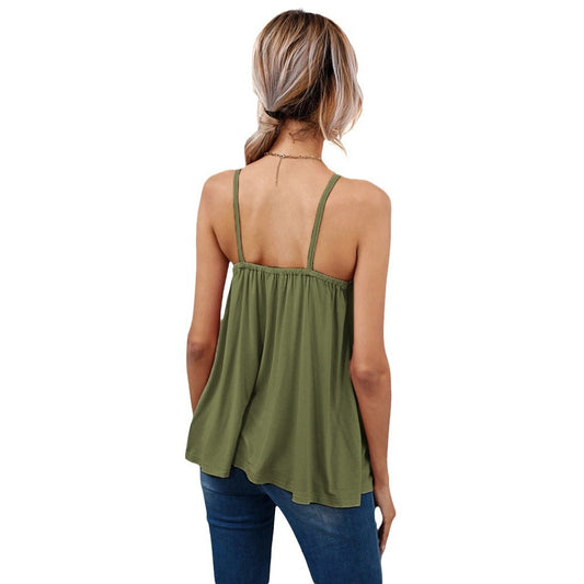 Sleeveless V-neck Backless Tank Top Versatile Women's Top