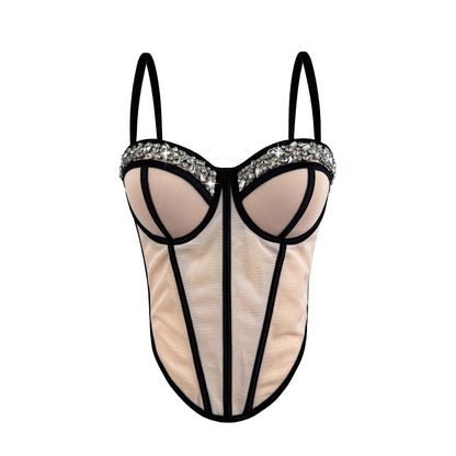 Nuevo suspendedor de espina de pescado de malla de renida y sexy sin espalda