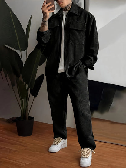 Traje de pantalones de camisa de manga larga para hombre