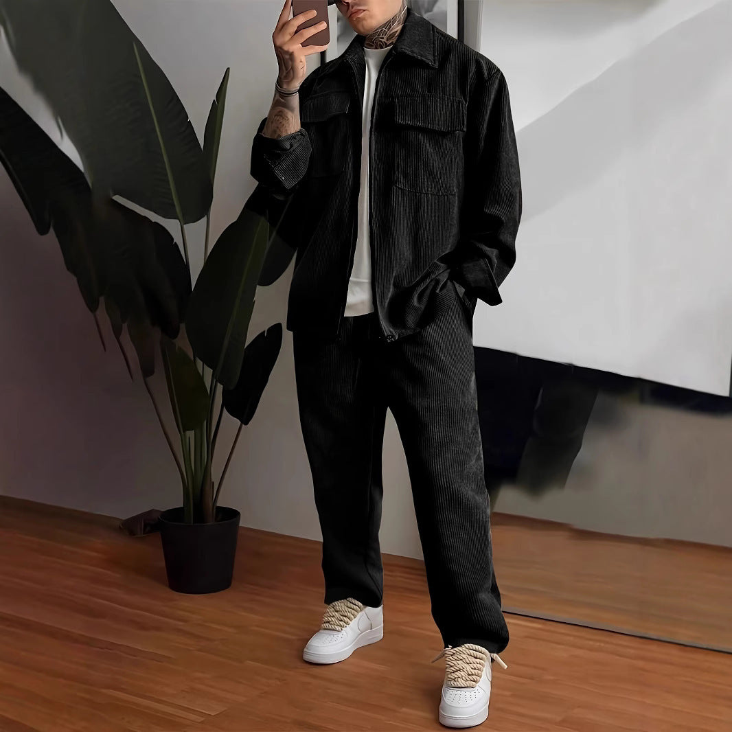 Traje de pantalones de camisa de manga larga para hombre