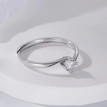 Anillo para dedo índice de circón de plata esterlina, elegante