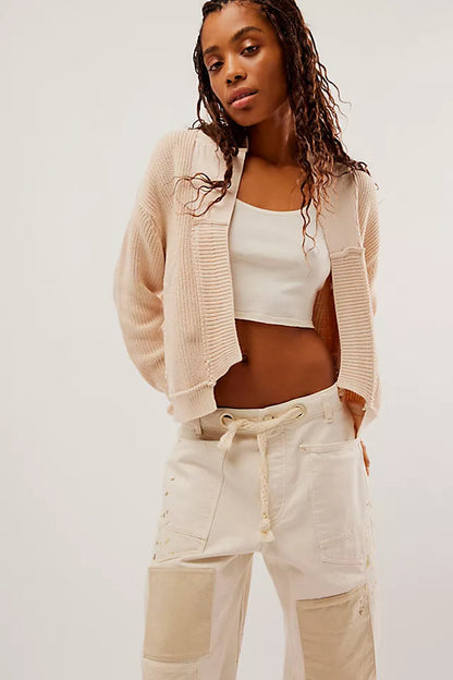 Women's Woolen Cardigan Splicing Coat Jacket