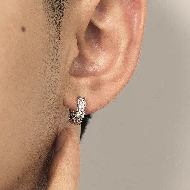 Par de Aros de Aro Hip Hop para Hombre con Circonia – Brillantes, Elegantes y Versátiles