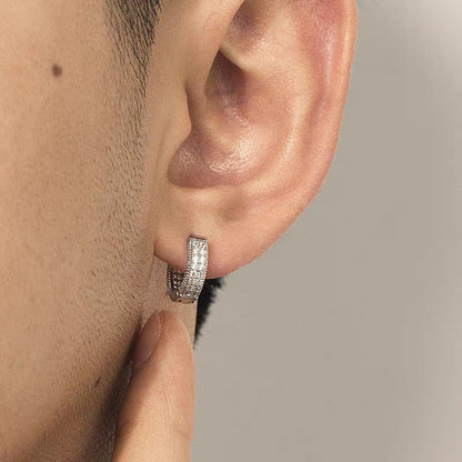Par de Aros de Aro Hip Hop para Hombre con Circonia – Brillantes, Elegantes y Versátiles