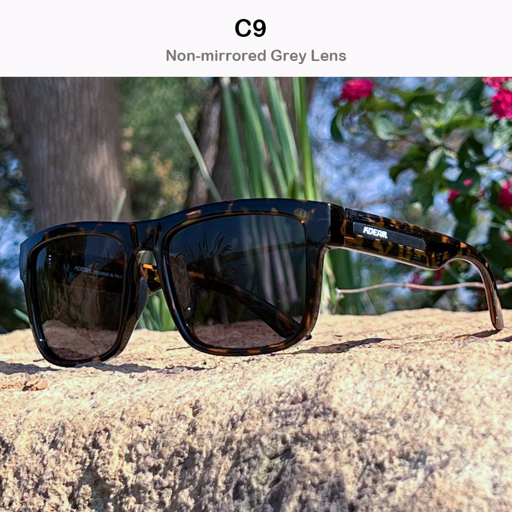 Gafas de sol polarizadas cuadradas cubiertas de marco grandes gafas de viaje de hombres y mujeres