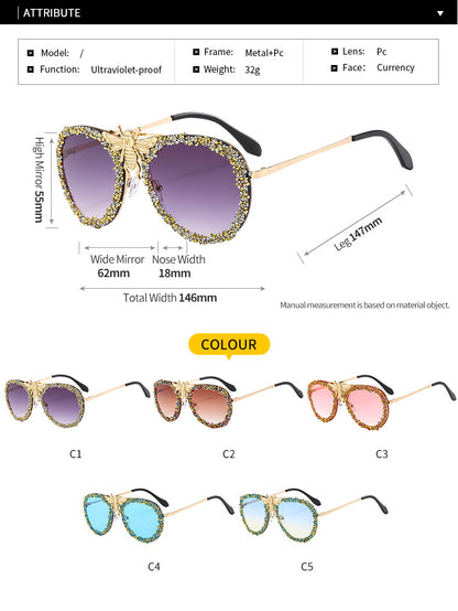 Gafas de sol de abeja Diamante Retro Metal