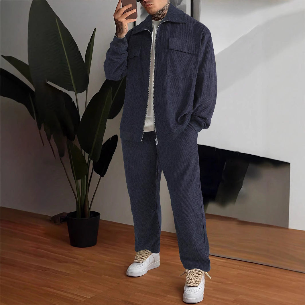 Traje de pantalones de camisa de manga larga para hombre