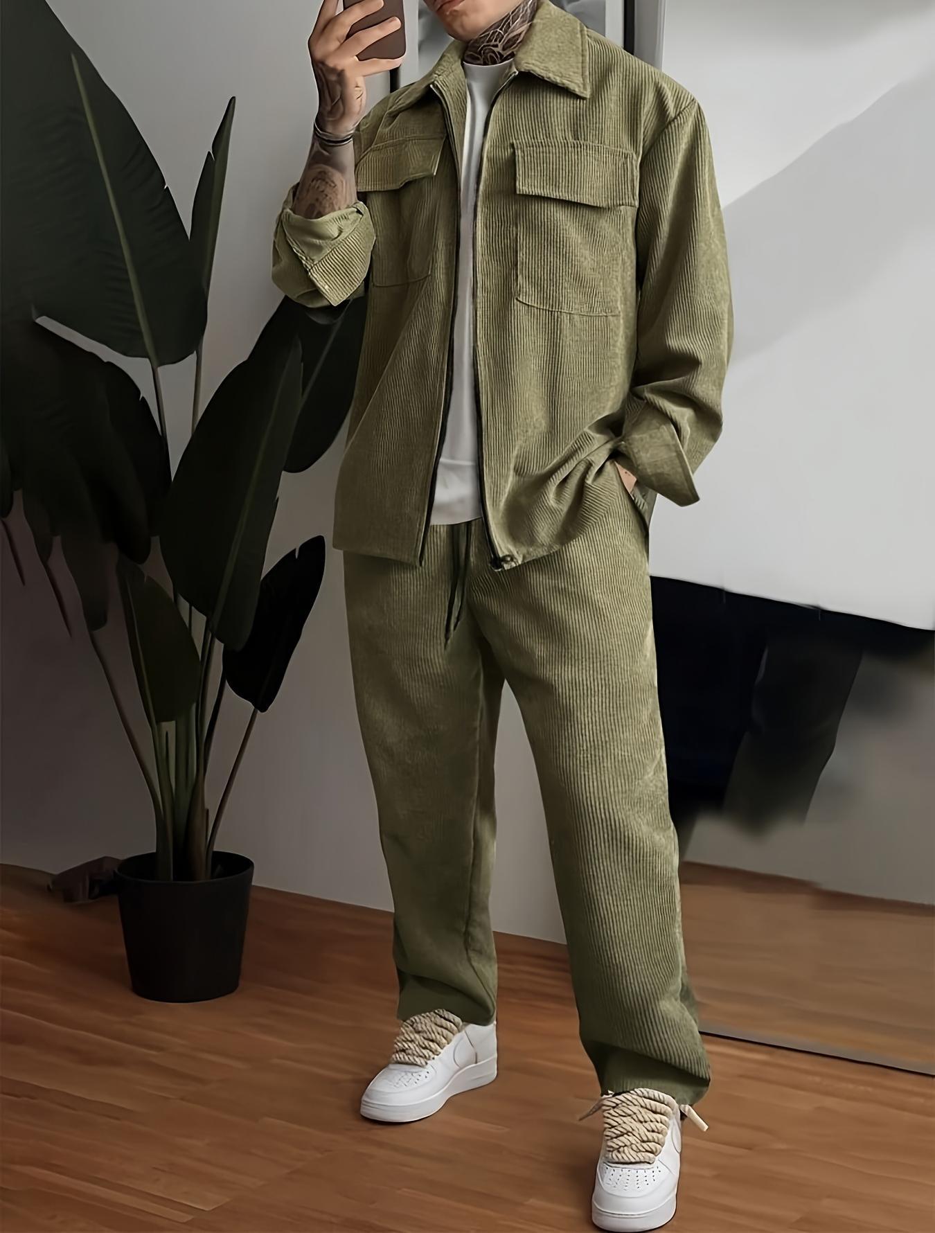 Traje de pantalones de camisa de manga larga para hombre