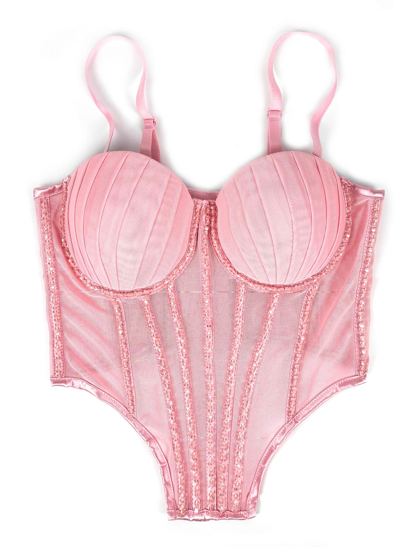 La malla sexy con aparatos ortopédicos y almohadilla para los senos se puede usar fuera del sujetador de plástico de espina de imitación