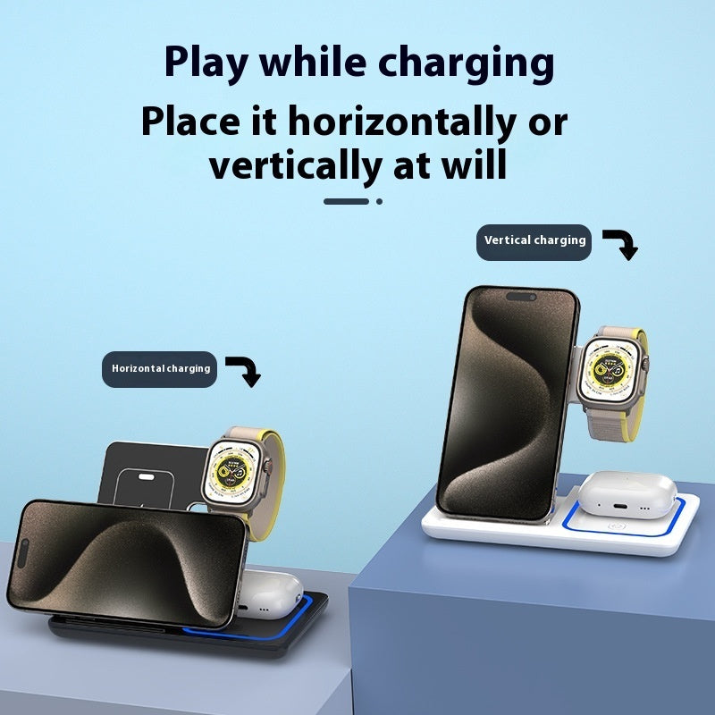 Three-in-one Folding Wireless Charger Mobile Desktop Stand