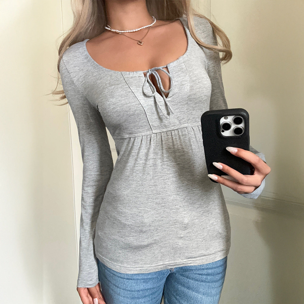 Versatile Long-sleeved Base Layer T-shirt Women's Clothing