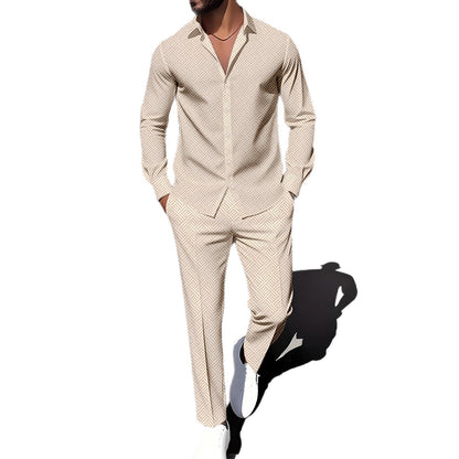 Primavera y otoño con una impresión de grano cuadrado a cuadros de otoño cómodo traje básico para hombres