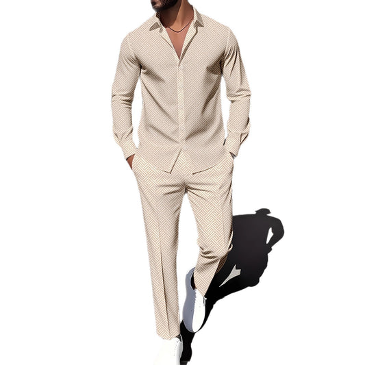 Primavera y otoño con una impresión de grano cuadrado a cuadros de otoño cómodo traje básico para hombres