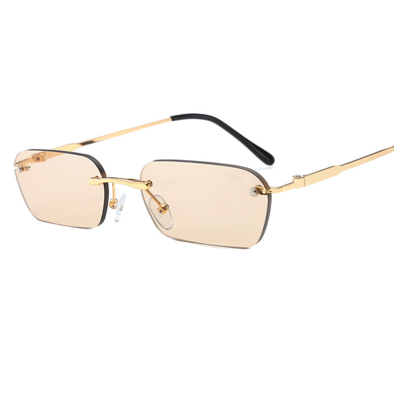 Compatible con Apple, Peekaboo gafas de sol rectangulares sin montura para mujer color claro accesorios de verano gafas de sol cuadradas para hombre tama?o peque?o uv400