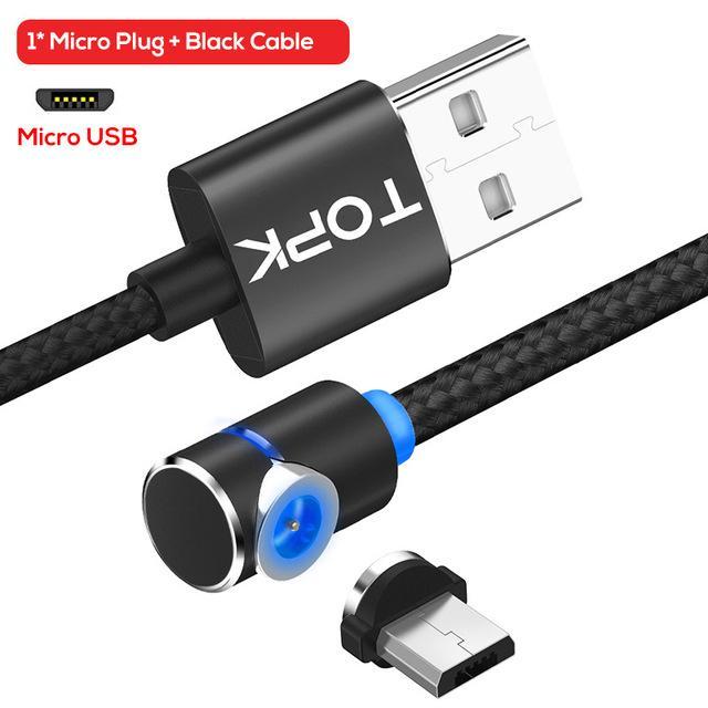 Cable Micro USB Magnético 360° — Cable de Carga Rotatorio para Teléfono