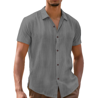 Camisa de manga corta de moda de lino para hombre