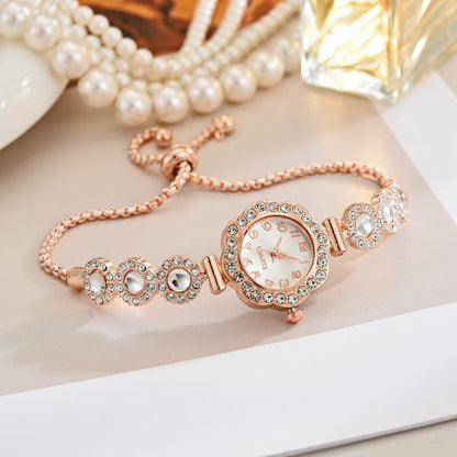 Reloj Femenino con Pulsera Ajustable y Diamantes de Color