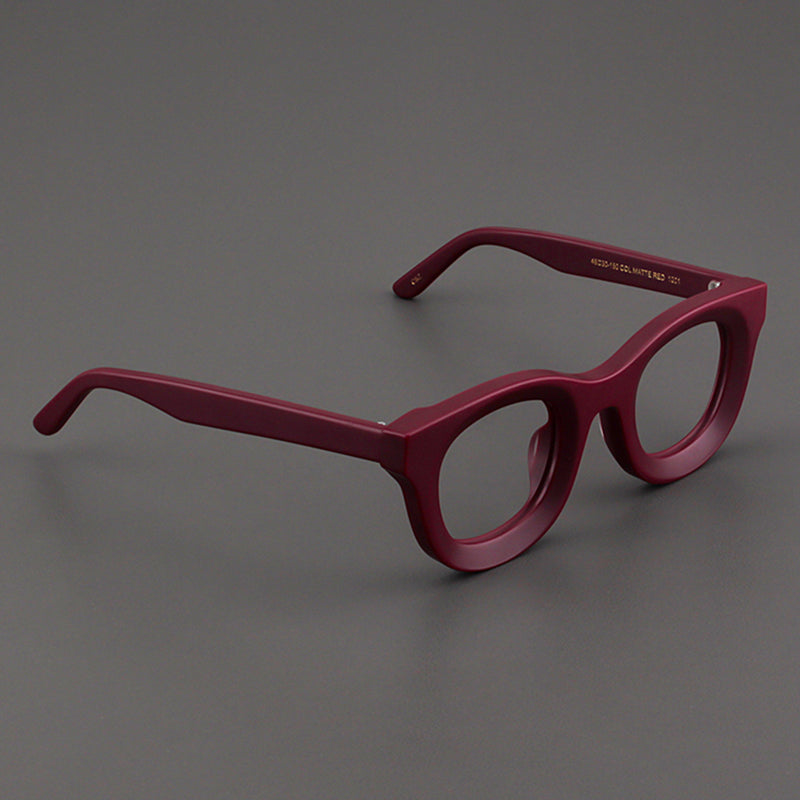 Cuadrado de borde ancho retro vidrios de marco negro grueso negro mate