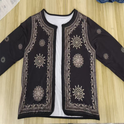 Cárdigan Tejido de Mujer con Estampado Geométrico y Frente Abierto