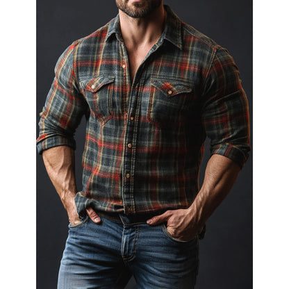 Camisa de bolsillo para hombre con vellón estampado