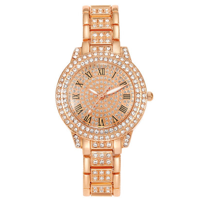 Reloj Femenino Cielo Estrellado con Diamantes y Números Romanos