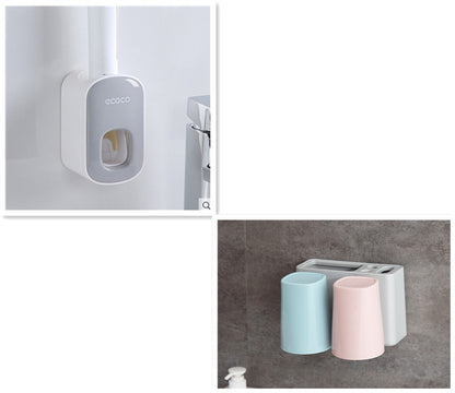 Soporte automático de pasta de dientes para pared, set de accesorios de baño con dispensador.