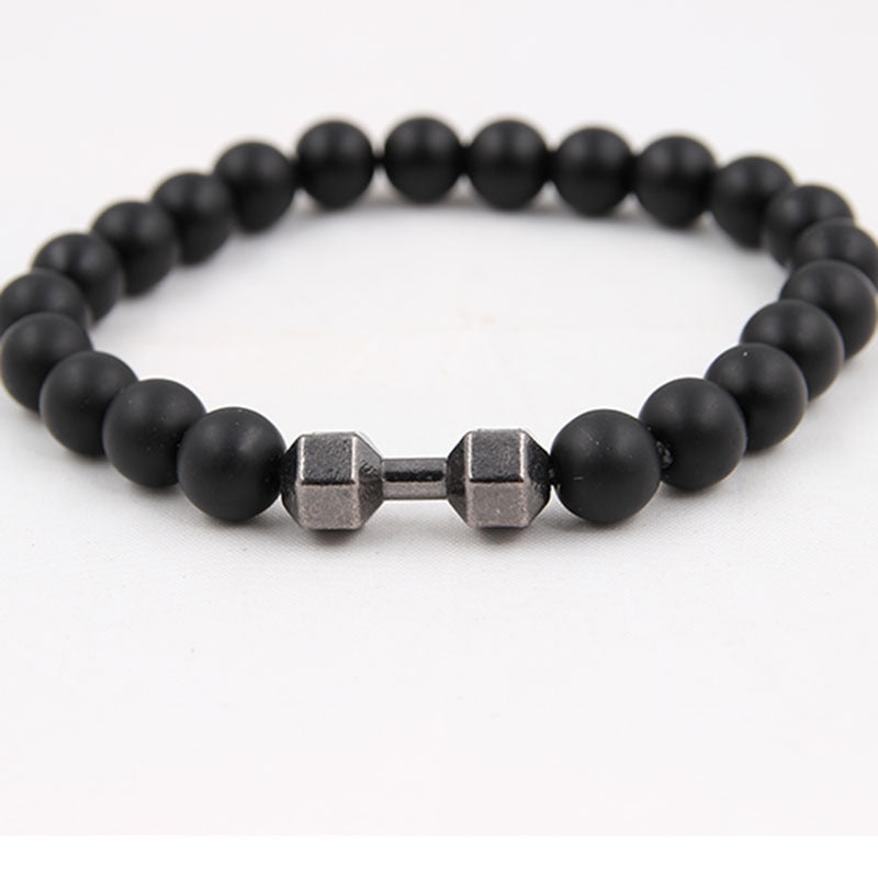 Pulsera de mancuernas con ágata con esmeril volcánica