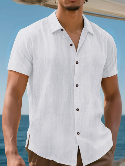 Camisa de manga corta de moda de lino para hombre