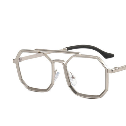 Lentes de Sol Retro Poligonales con Doble Puente
