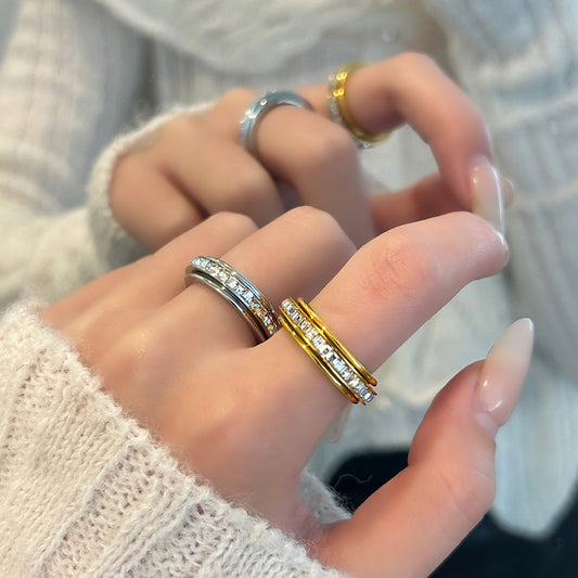 Titanium Steel Rotatable Ring Female Starry Sky Does Not Fade