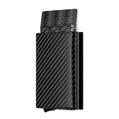 Tarjetero Metálico Pop-up de Gran Capacidad con Cuero Wax Oil