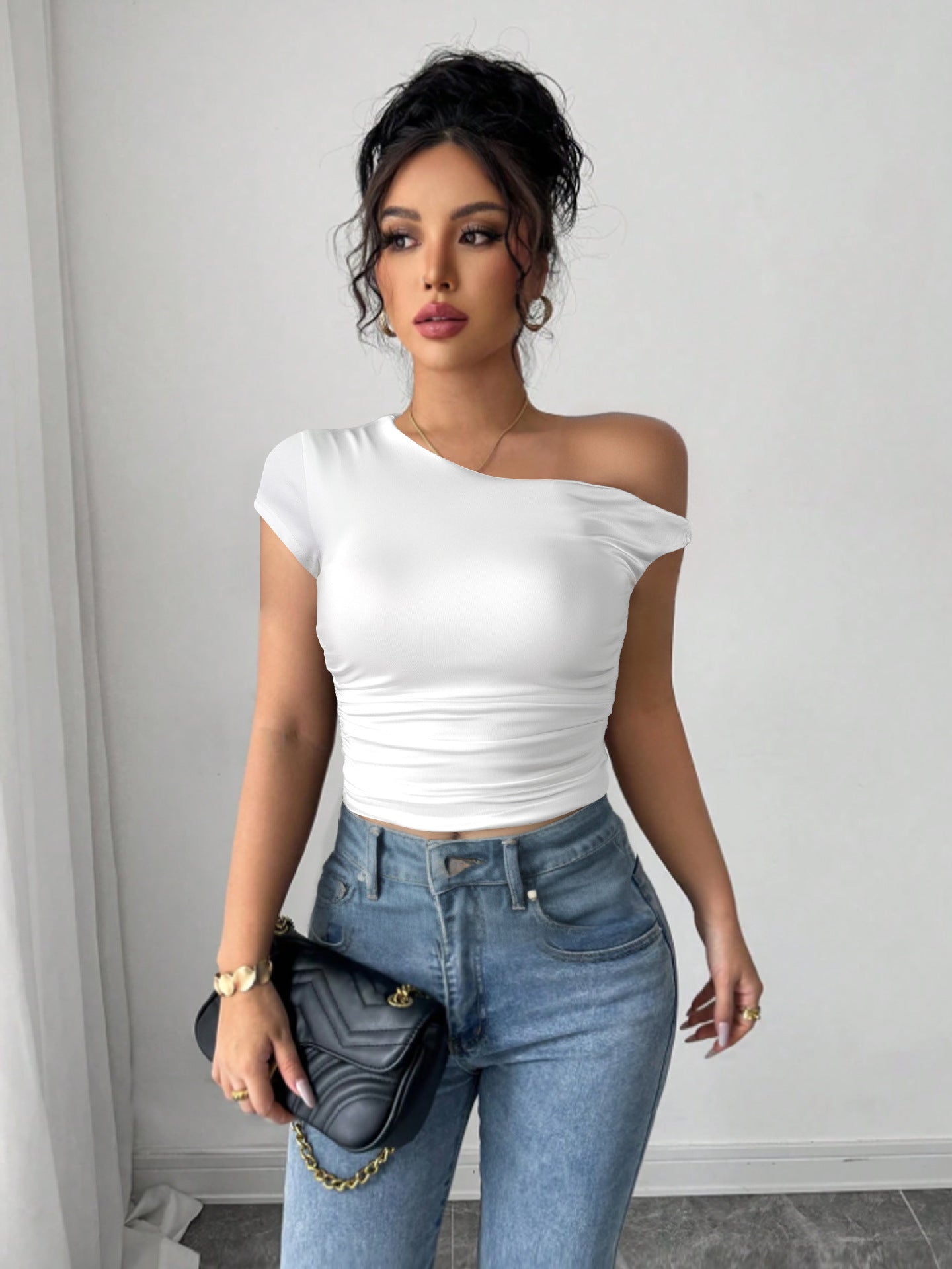 Top Sexy de Mujer con Hombro Asimétrico