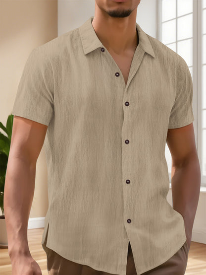 Camisa de manga corta de moda de lino para hombre