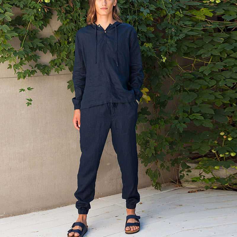 El otoño de lino para hombres, estilo casual manga larga.