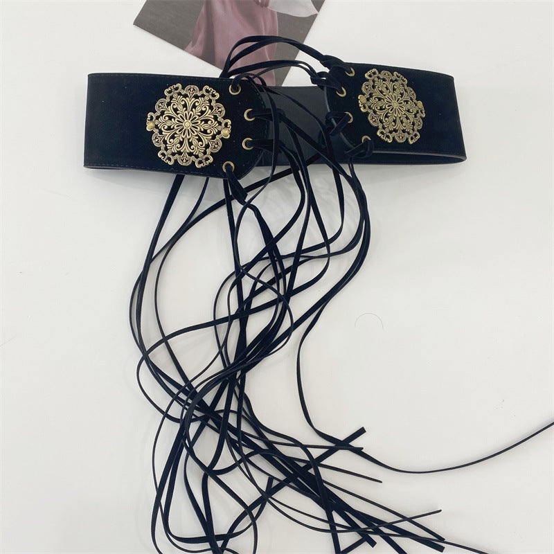 Sello de cintura ancha de cuero para mujer Pin elástico formando el cinturón decorativo