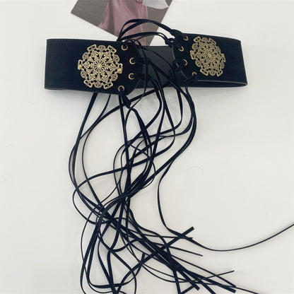 Sello de cintura ancha de cuero para mujer Pin elástico formando el cinturón decorativo