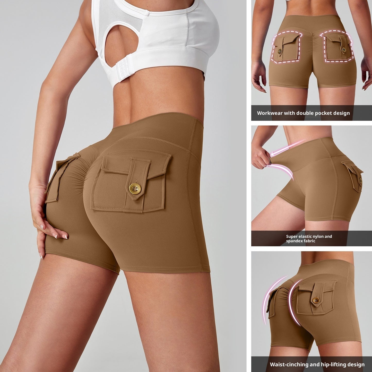 Sports Fitness Workwear Pocket Training Peach Quick-dry Butt-lifting Yoga Pants