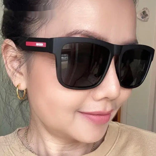 Gafas de sol polarizadas cuadradas cubiertas de marco grandes gafas de viaje de hombres y mujeres