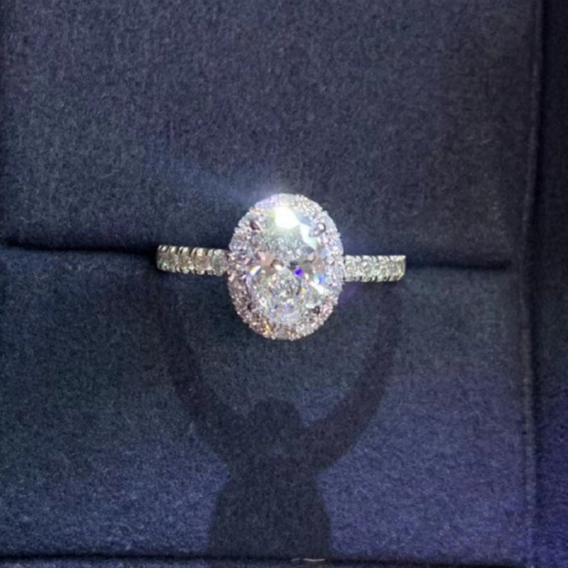 S925 Pure Silver High Carbon Diamond Proposal Dove Egg Ring