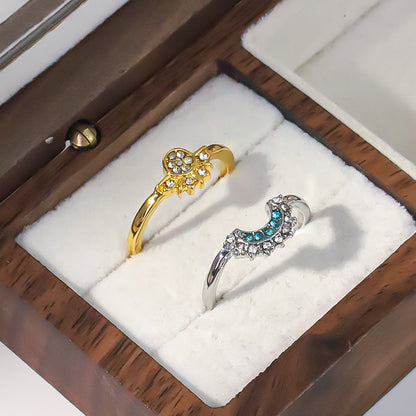 Anillo Sol y Luna con Brillantes – Estilo Elegante Premium