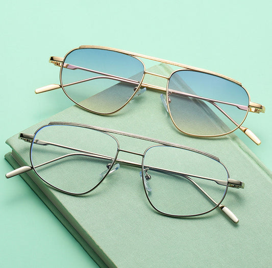 Moda de gafas de sol de doble haz de metal