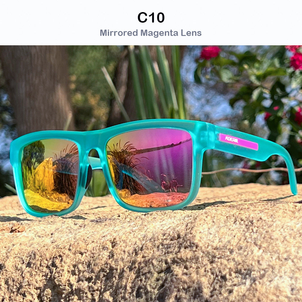 Gafas de sol polarizadas cuadradas cubiertas de marco grandes gafas de viaje de hombres y mujeres