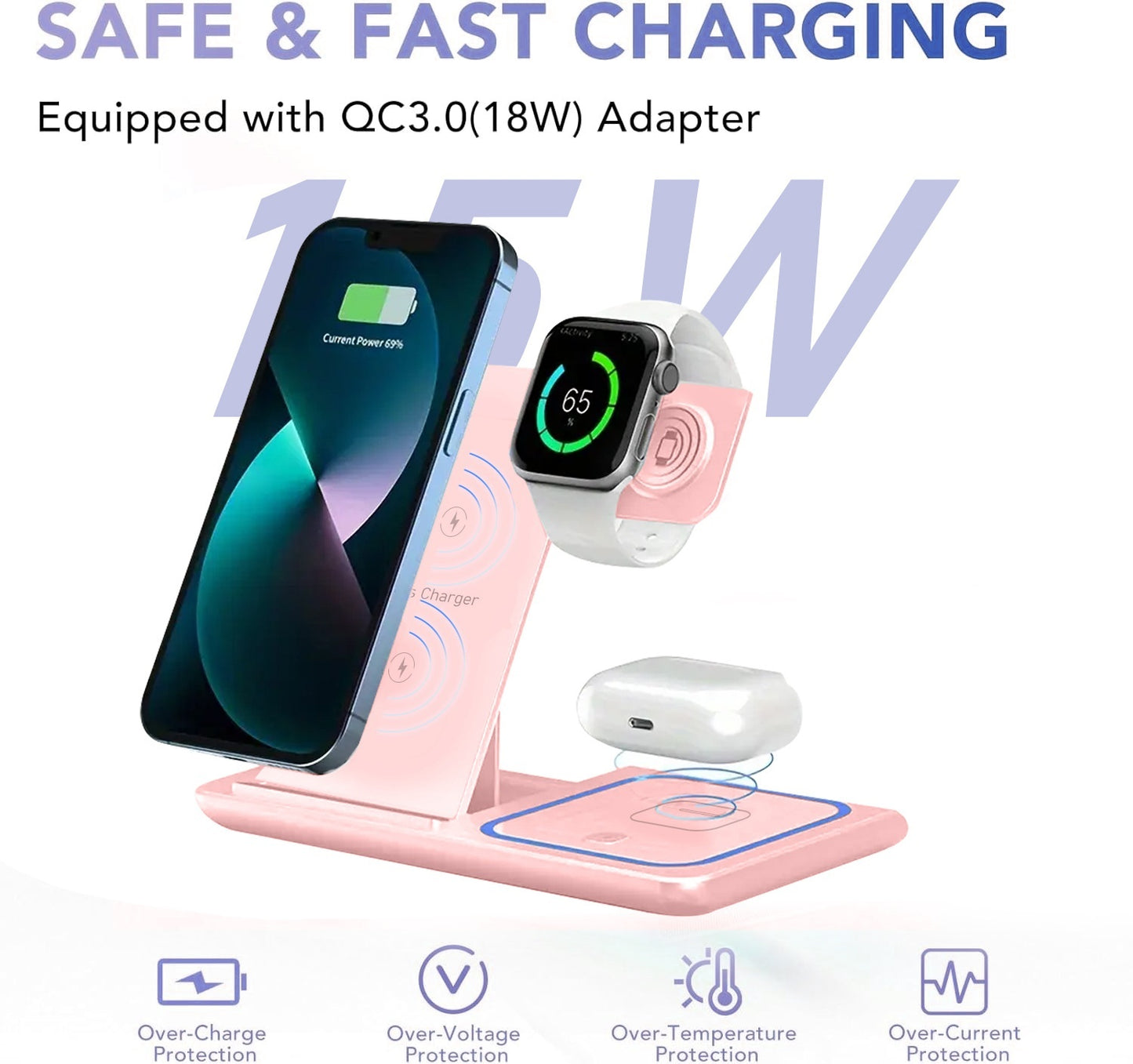 Three-in-one Folding Wireless Charger Mobile Desktop Stand