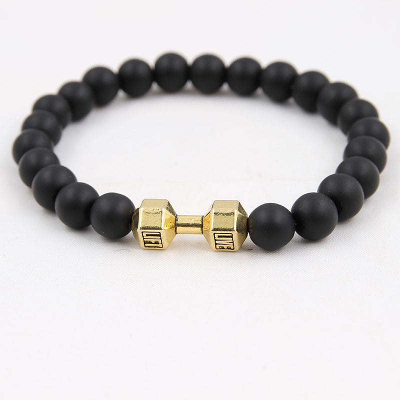 Pulsera de mancuernas con ágata con esmeril volcánica