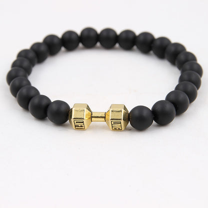 Pulsera de mancuernas con ágata con esmeril volcánica