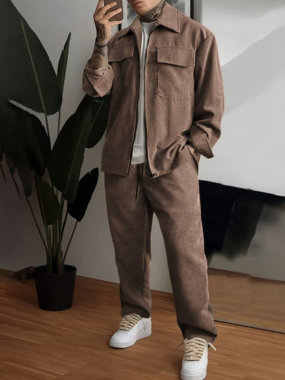 Traje de pantalones de camisa de manga larga para hombre