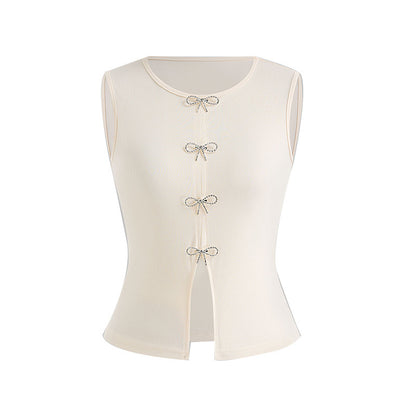 Blusa sin Mangas con Abertura – Estilo Elegante/Office